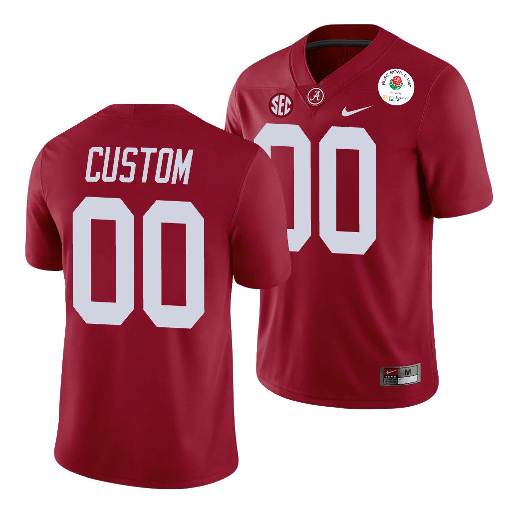 Men's Alabama Crimson Tide Custom #00 Crimson 2021 Rose Bowl NCAA College Football Jersey